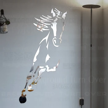 Ayna çıkartmaları Sticker Banyo Odası Dekorasyon 3D Uzun Tam Vücut Duvar Aynalı Yapışkanlı At Kaligrafi Dörtnala R073