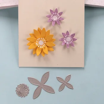 DUOFEN METAL KESME ÖLÜR 4 petal çiçekler 3 adet set DIY papercraft projeleri koleksiyon defteri kağıdı Albümü