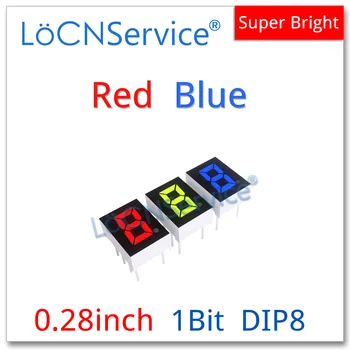 LoCNService 30 ADET 0.28 İnç Dijital Tüp LED Ekran 1 Bit Kırmızı Mavi Ortak Anot / Katot 7 Segment 0.28 inç 