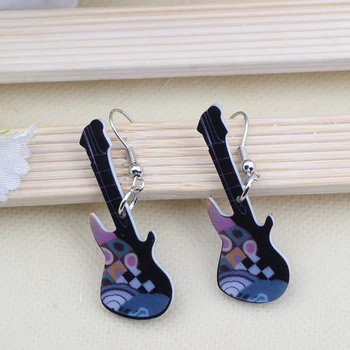 1 çift gitar sevimli güzel baskı damla küpe akrilik yeni 2014 tasarım ilkbahar/yaz tarzı kızlar için kadın takı