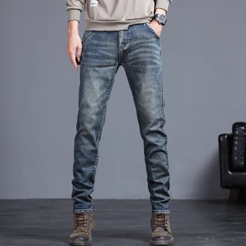 Kot 2022 Sonbahar Streetwear Retro Düz Slim Fit Kot Pantolon Erkek Marka Pantolon