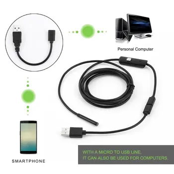 5.5 mm Endoskop USB Mini Kamera Esnek IP67 Su Geçirmez mikro USB Muayene Borescope android kamera 6 LED Ayarlanabilir