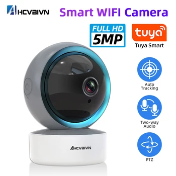 5MP Tuya Wifi Otomatik Takip Kamera Video Gözetim Kamera HD Gece Görüş İki Yönlü Ses Bulut Akıllı Ev Güvenlik IP Kamera