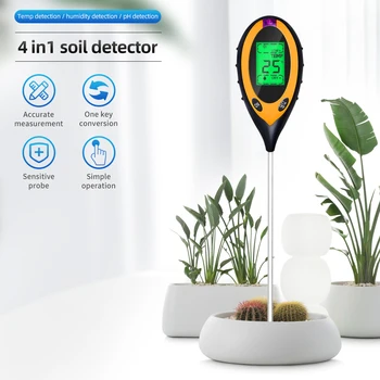 4 in 1 Nem güneş ışığı ph ölçer toprak su asitliği nem ışık PH Test bahçe bitkileri nemli test cihazı test cihazı