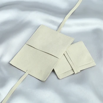 20 Mikrofiber Zarf Tarzı Bant Takı Çantası Moda Küpe Kolye Ambalaj Ekran Şık Küçük Hediye Çantası Bej